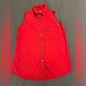 Womens Vintage 1993 Levi’s Small 100% Cotton Button Up Sleeveless Denim Shirt